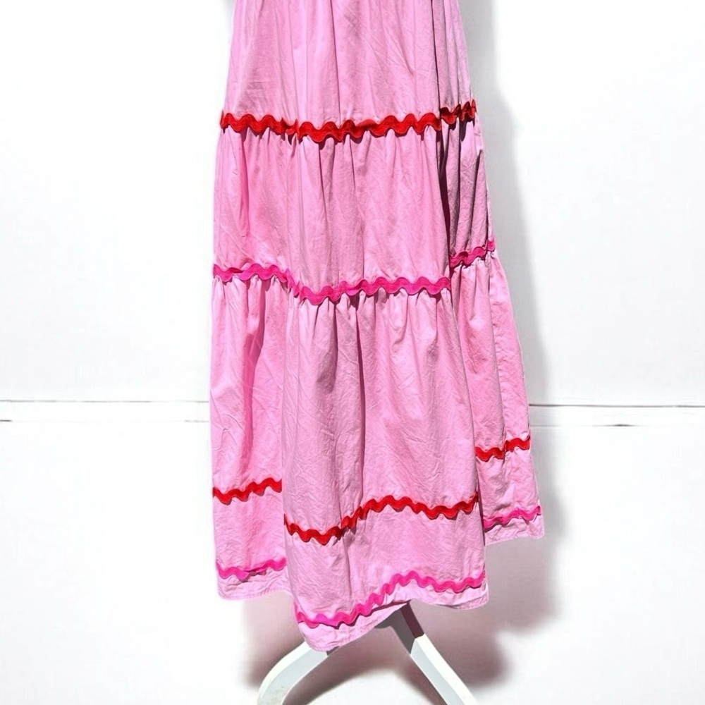 🌻Day + Moon Pink Ric Rac Embroidered Midi Length Dress Size Large - Picture 6 of 11